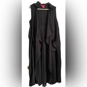 Catherine Malandrino Black Waterfall Long Maxi Sleeveless Duster, Sz: Medium